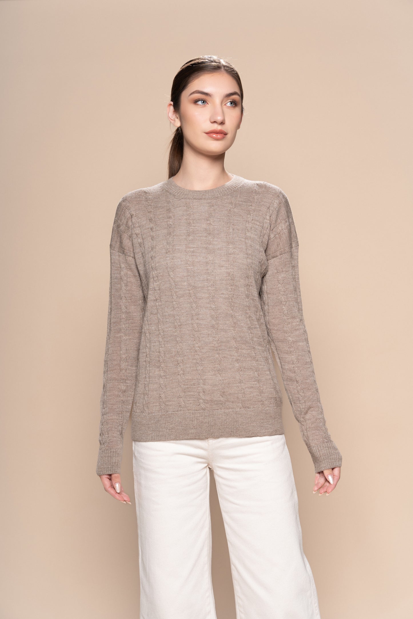Braided Alpaca Sweater in Cinnamon