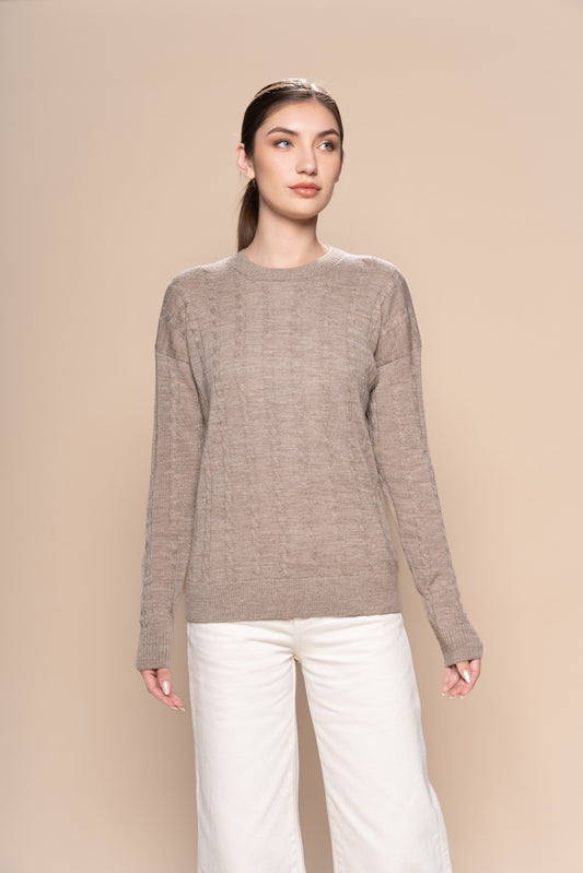 Braided Alpaca Sweater in Cinnamon
