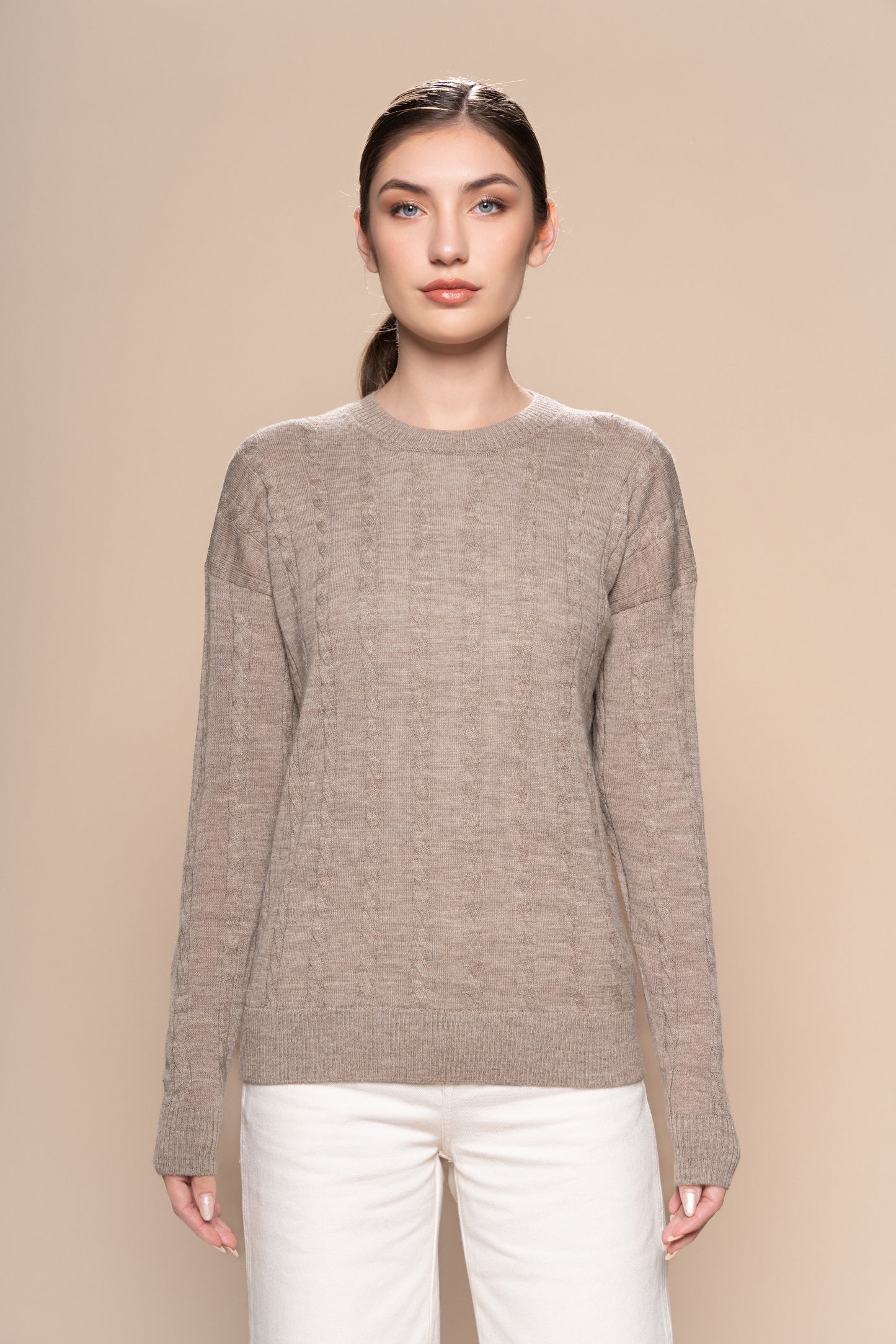 Braided Alpaca Sweater in Cinnamon