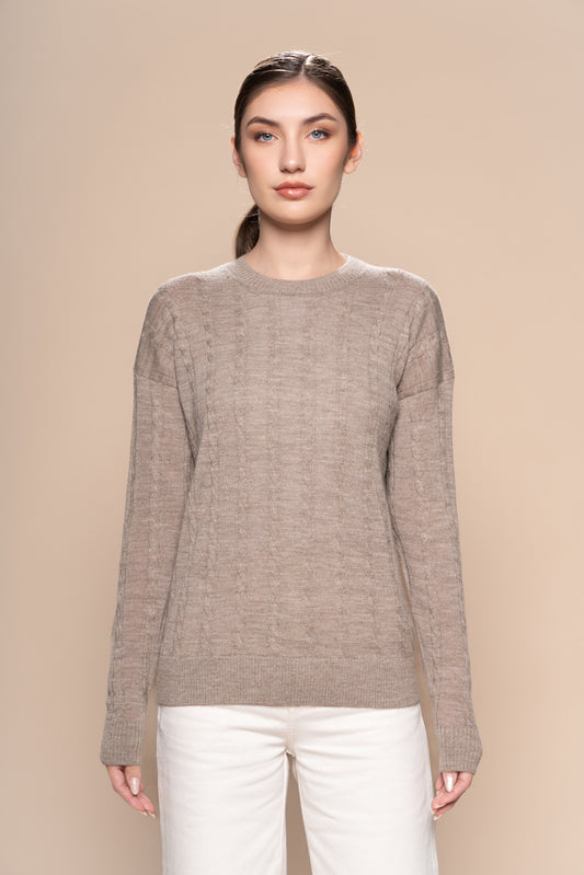 Braided Alpaca Sweater in Cinnamon