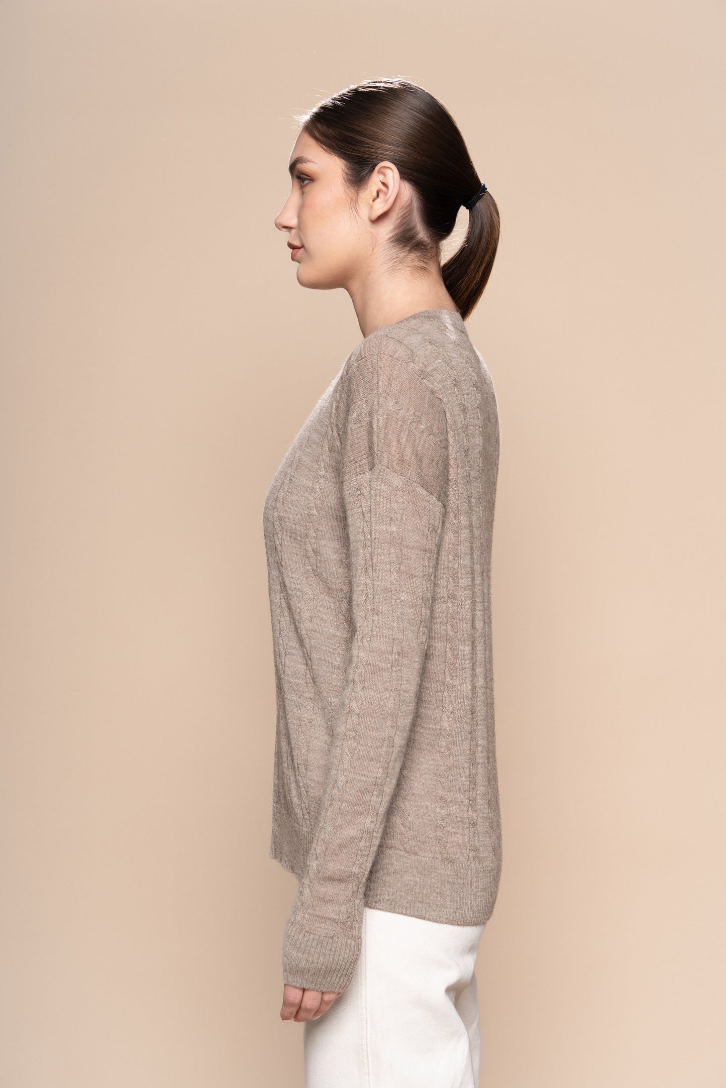 Braided Alpaca Sweater in Cinnamon