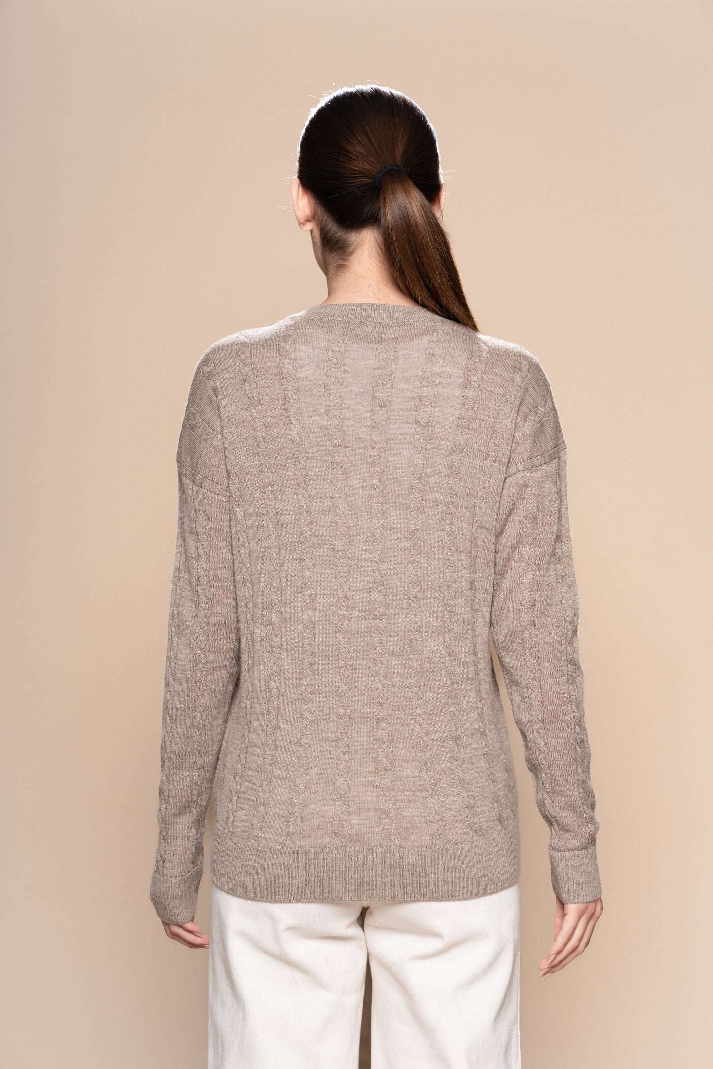 Braided Alpaca Sweater in Cinnamon
