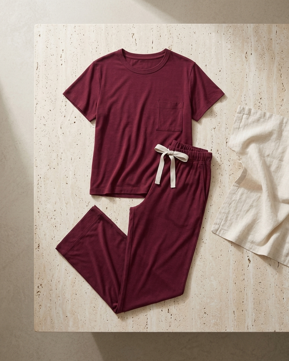 Pima Short/Long Aida Lounge Set in Red Plum