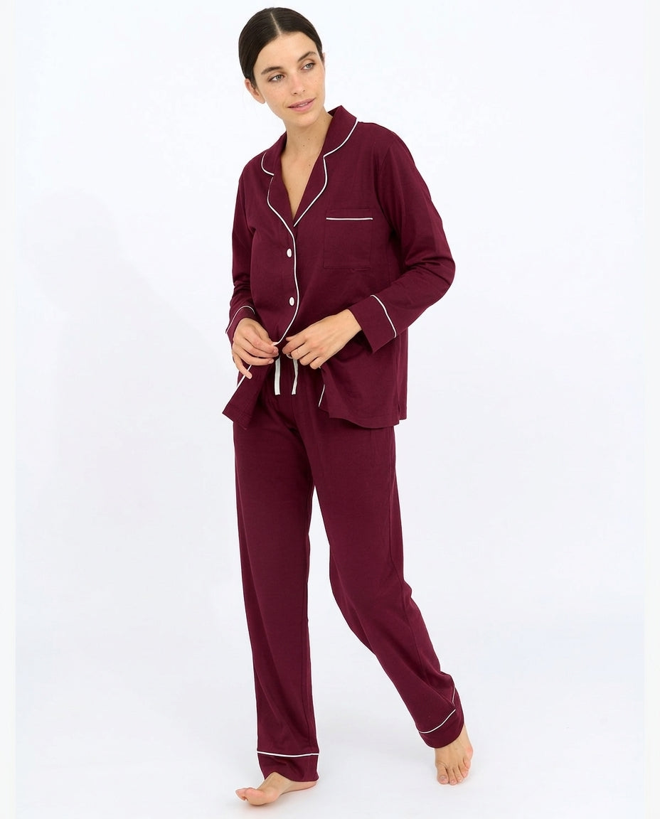 Relaxed Long Set in Red Plum