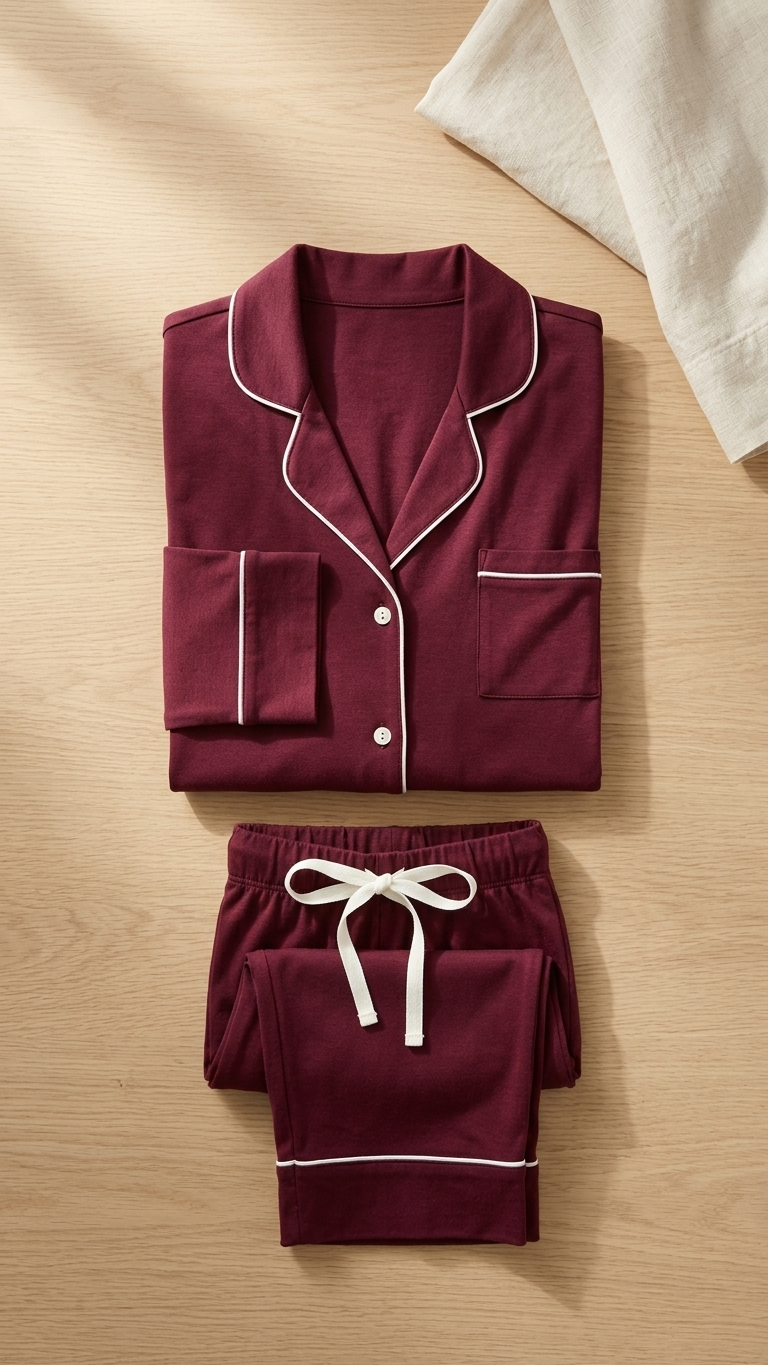 Relaxed Long Set in Red Plum