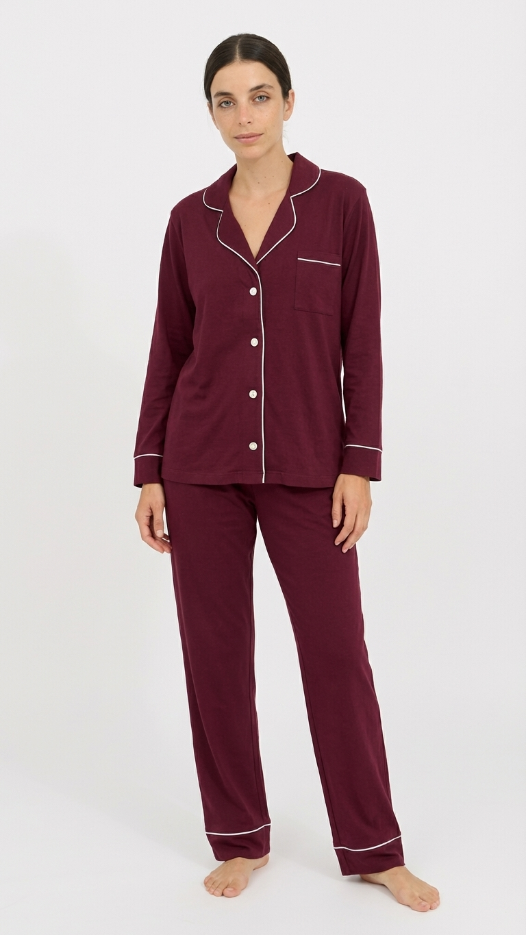 Relaxed Long Set in Red Plum