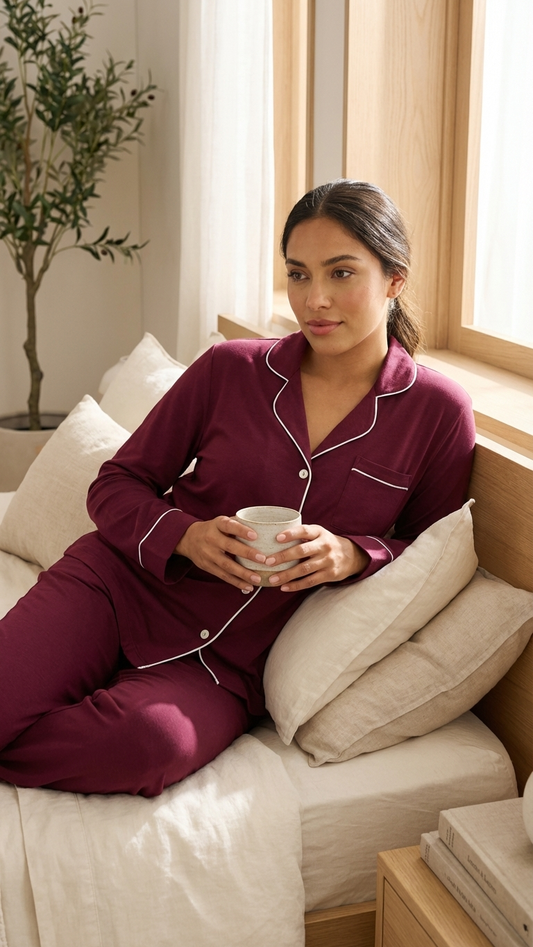 Relaxed Long Set in Red Plum