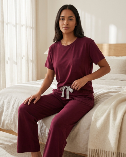 Pima Short/Long Aida Lounge Set in Red Plum