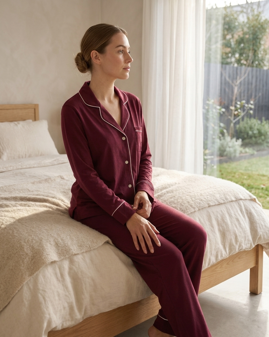 Relaxed Long Set in Red Plum