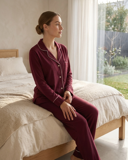 Relaxed Long Set in Red Plum