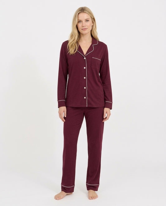 Relaxed Long Set in Red Plum